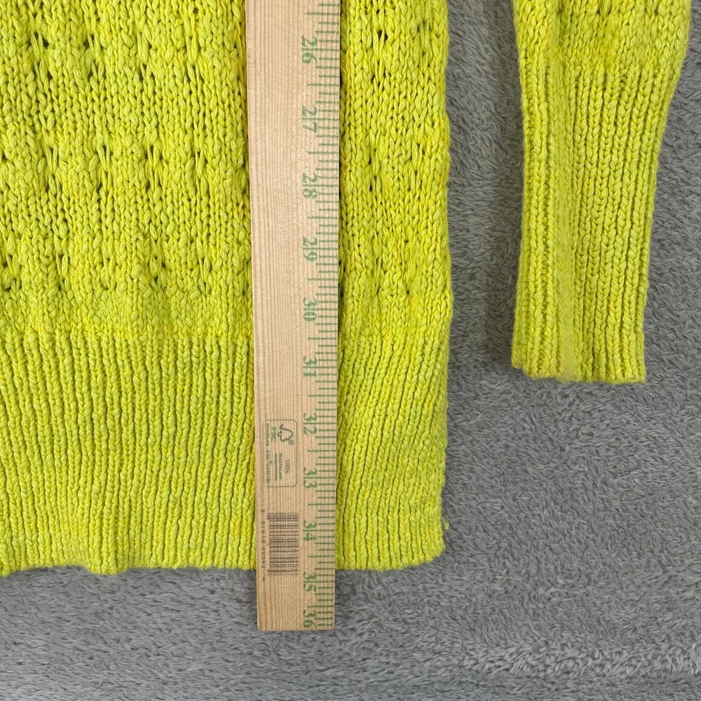 Free People Hot Tropics Sweater Womens XS Green Pointelle Open Knit Tunic Slit